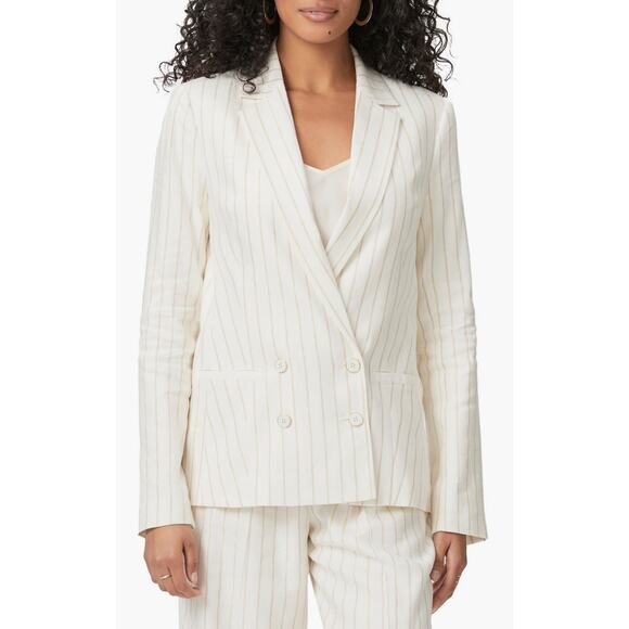 PAIGE NWT Rosette Striped Double Breasted Linen Blend Blazer Size 8 $379 MSRP - Picture 4 of 15
